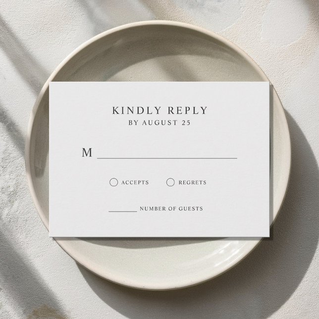 Modern Minimalist Black and White Wedding  RSVP Card (Creator Uploaded)