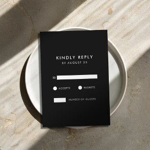 Modern Minimalist Black and White Wedding  RSVP Card