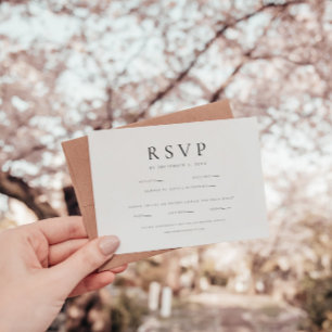 Modern Minimalist Black and White Wedding RSVP Card