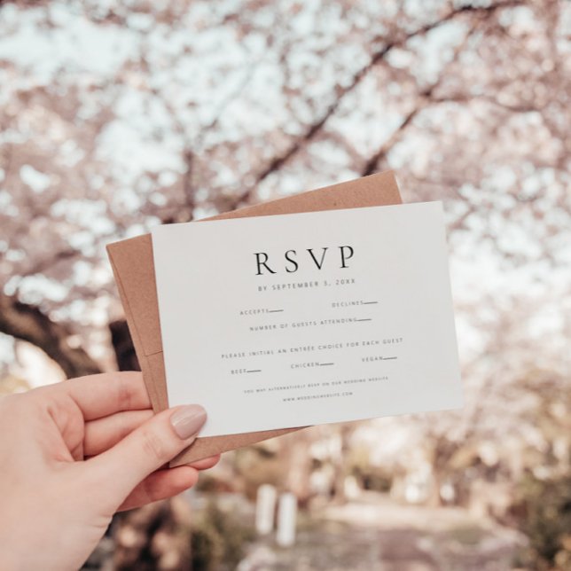 Modern Minimalist Black and White Wedding RSVP Card (Creator Uploaded)