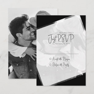 Modern Minimalist Black and White Wedding RSVP Card
