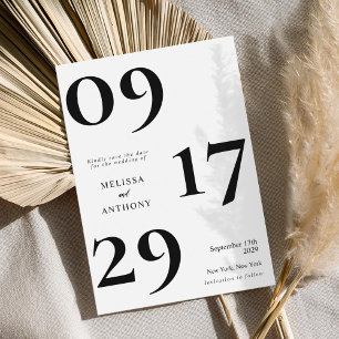 Modern Minimalist Black and White Wedding Save The Date