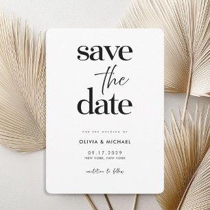 Modern Minimalist Black and White Wedding  Save The Date