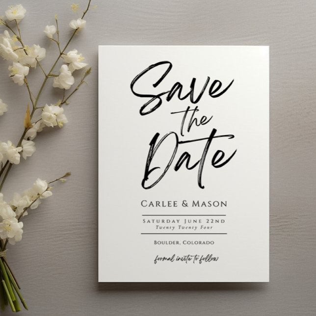Modern Minimalist Black and White Wedding Save The Date (Creator Uploaded)