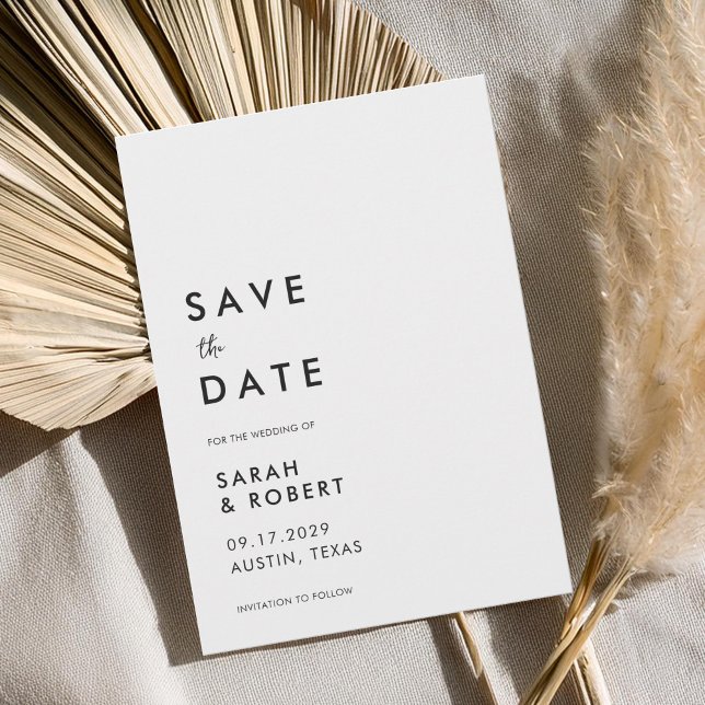 Modern Minimalist Black and White Wedding Save The Date (Creator Uploaded)