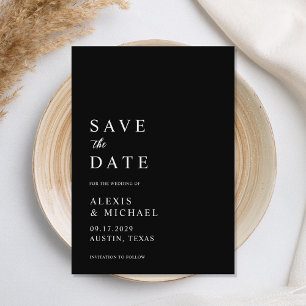 Modern Minimalist Black and White Wedding Save The Date