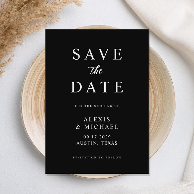 Modern Minimalist Black and White Wedding Save The Date (Creator Uploaded)