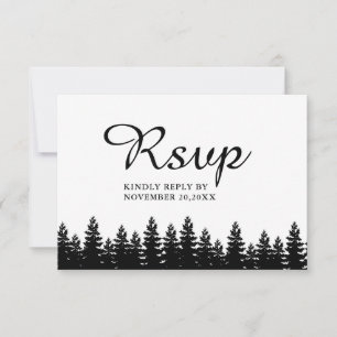 Modern Minimalist Black and White Wedding w Meal RSVP Card