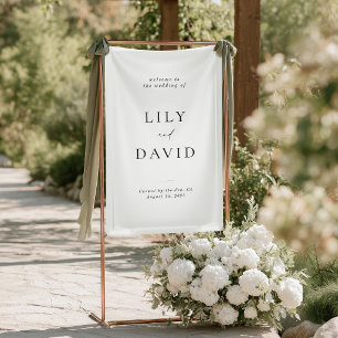 Modern Minimalist Black and White Wedding Welcome Banner
