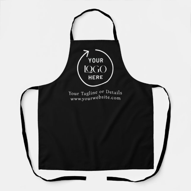 Modern Minimalist Black Apron with Custom Business (Front)