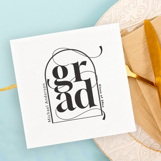 Modern Minimalist Black Arch Bold Graduation Napkin (Creator Uploaded)