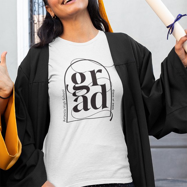 Modern Minimalist Black Arch Bold Graduation T-Shirt (Creator Uploaded)