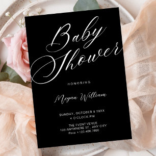 Modern minimalist Black baby shower Invitation