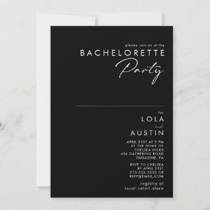 Modern Minimalist   Black Bachelorette Party Invitation
