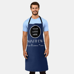 Modern Minimalist Black Blue Custom logo Modern  Apron