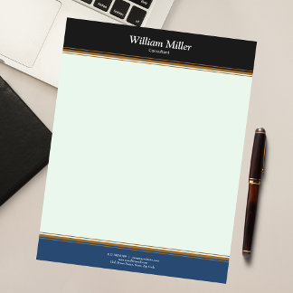 Modern Minimalist Black Blue Stripes Notepad