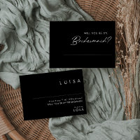 Modern Minimalist | Black Bridesmaid Proposal Card