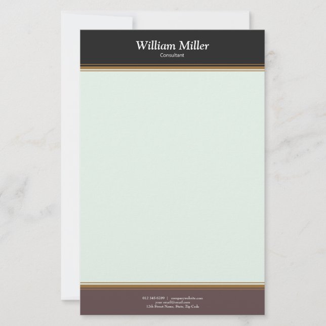 Modern Minimalist Black Brown Stripes Stationery (Front)