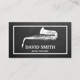 Modern Minimalist Black Chalkboard Musican  Business Card