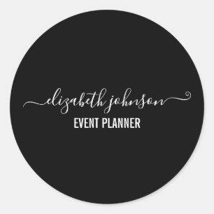 Modern Minimalist Black Classic Round Sticker