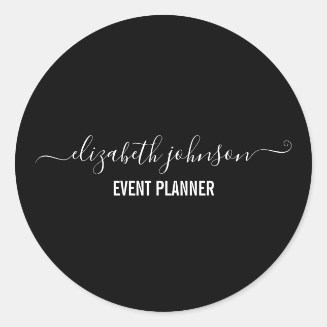 Modern Minimalist Black Classic Round Sticker (Front)