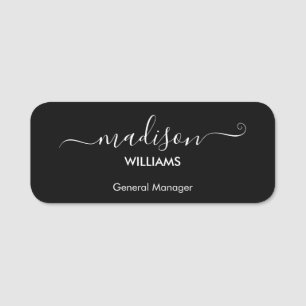 Modern Minimalist Black Company Employee Name Tag