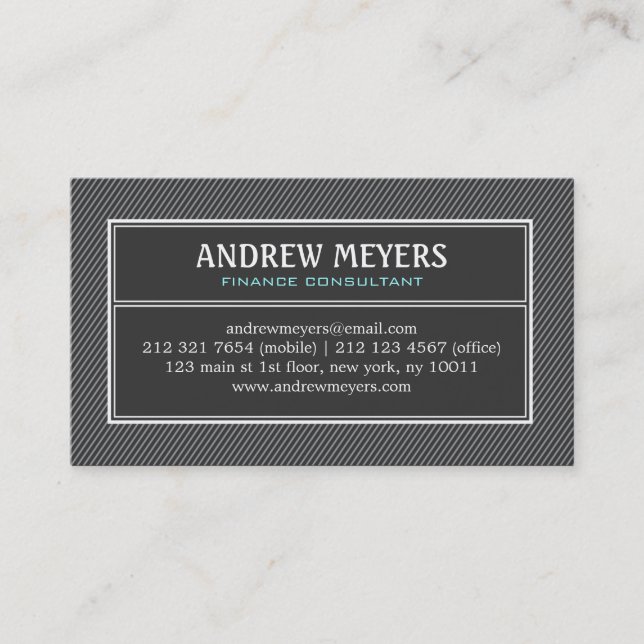 Modern Minimalist Black Consultant Business Card (Front)
