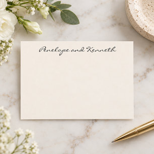 Modern Minimalist Black Cream Simple Cursive Thank You Card