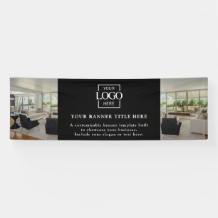 Modern Minimalist Black Custom Business Logo Banner