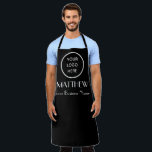 Modern Minimalist Black Custom logo Modern Apron<br><div class="desc">Elegant, modern, minimalist, Logo, stylish, simple black and white. Perfect for business. Personalise with name, website and logo.</div>