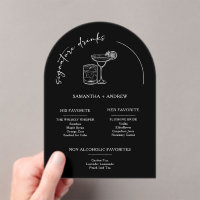 Modern Minimalist Black  Drink Menu card