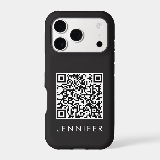 Modern Minimalist Black Executive QR Code Monogram (Back)