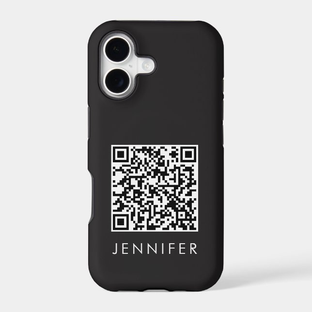 Modern Minimalist Black Executive QR Code Monogram (Back)
