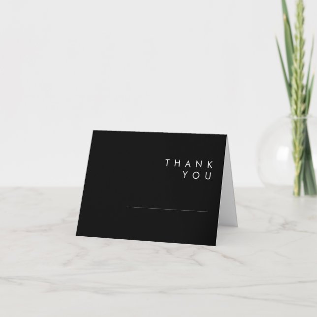 Modern Minimalist | Black Folded Thank You Card (Front)