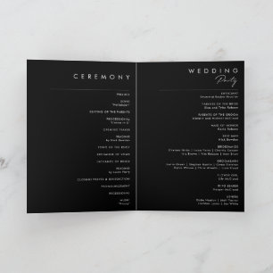 Modern Minimalist   Black Folded Wedding Program