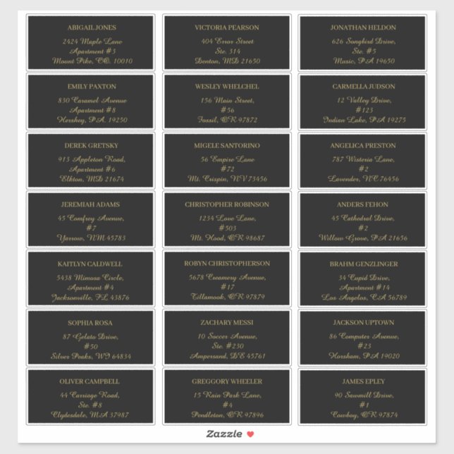 Modern Minimalist | Black Gold guest address label (Sheet)