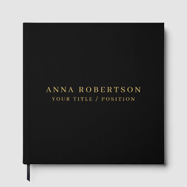 Modern Minimalist Black Gold Professional Trendy Guest Book (Front)