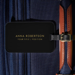 Modern Minimalist Black Gold Professional Trendy Luggage Tag