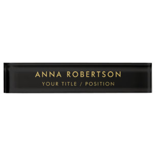 Modern Minimalist Black Gold Professional Trendy Nameplate
