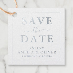 Modern Minimalist Black Gold Save The Date  Favour Tags