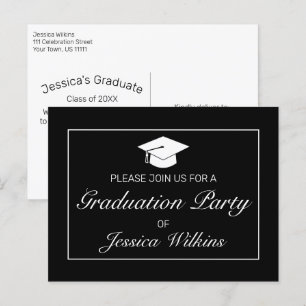 Modern Minimalist Black Graduation Party Invite