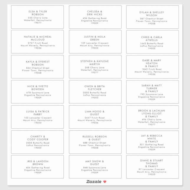 Modern Minimalist Black Green Guest Address Labels (Sheet)