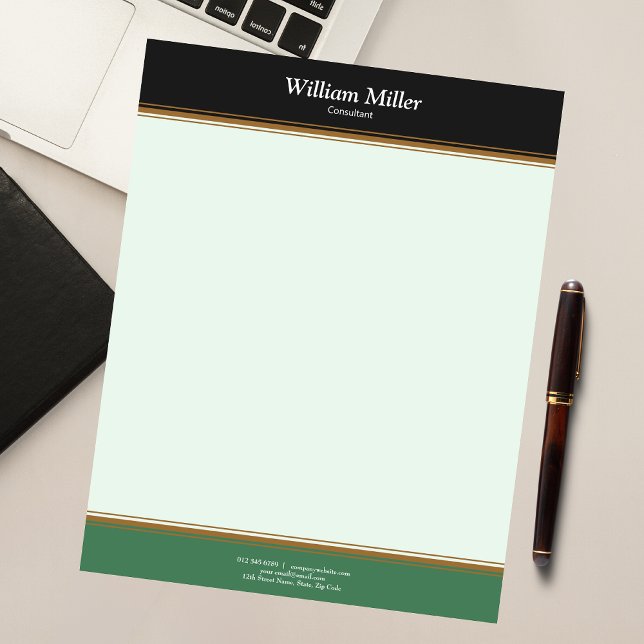 Modern Minimalist Black Green Stripes Notepad (Creator Uploaded)