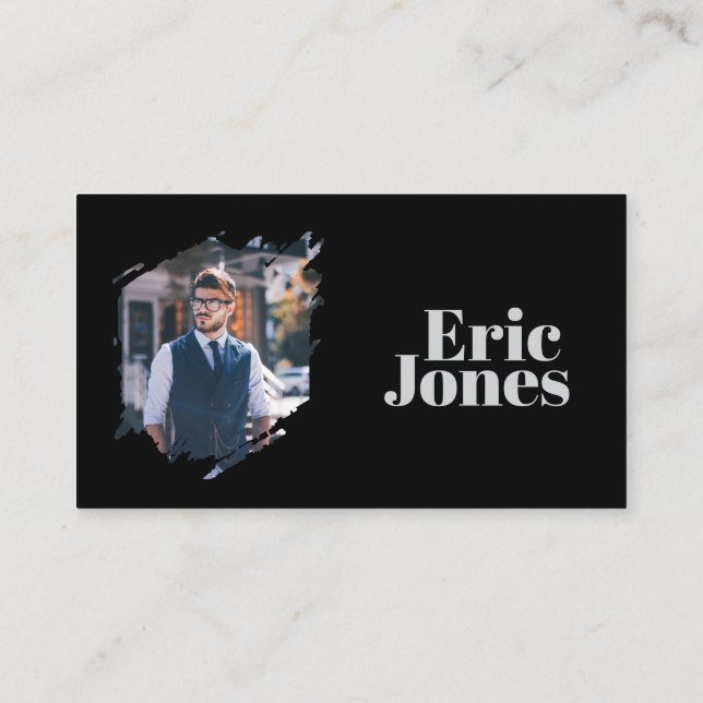 Modern minimalist black & grey professional business card (Back)
