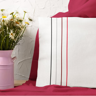 Modern Minimalist Black Grey Red Lines Cushion