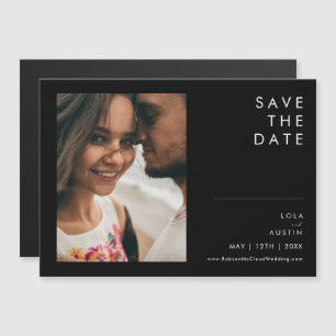 Modern Minimalist   Black Horizontal Save The Date Magnetic Invitation