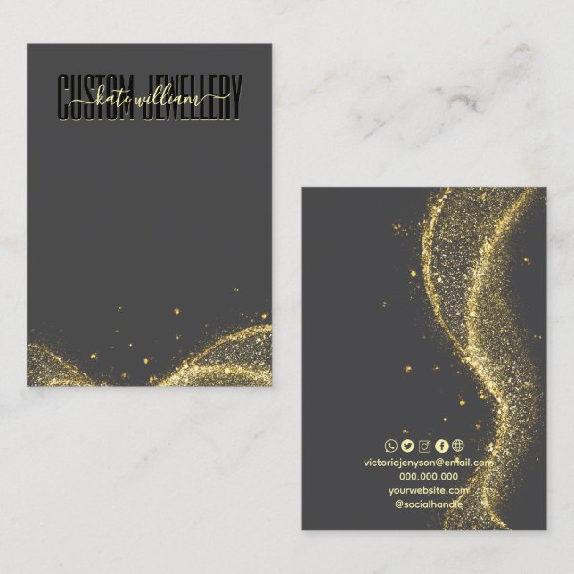 Modern Minimalist  black jewellery display card (Front/Back)