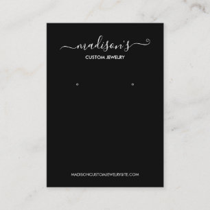 Modern Minimalist Black Jewellery Earring Display Business Card