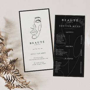 Modern Minimalist Black Lash & Brow Service Menu