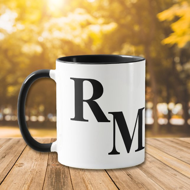 Modern Minimalist Black Letter Monogram Mug (Creator Uploaded)
